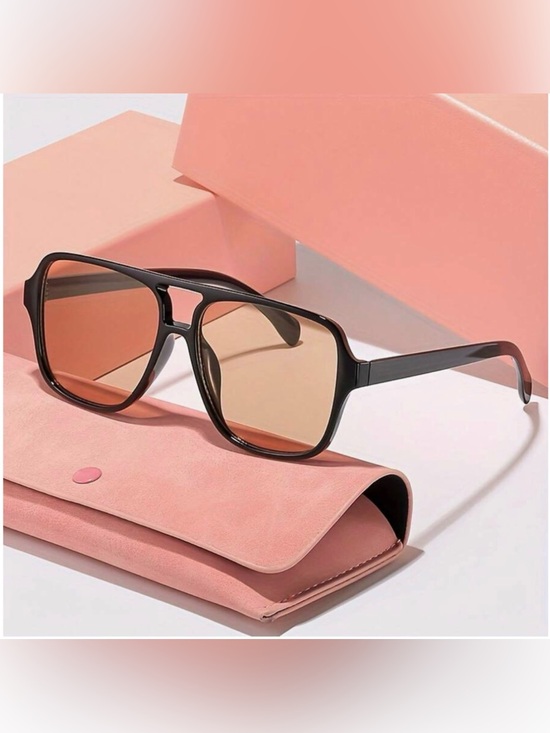 Accessories - Classic Black Frame Sunglasses with Amber Lenses